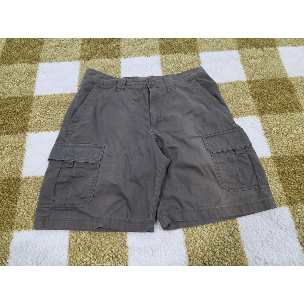 Columbia Mens Gray Brown Cotton Twill Cargo Shorts Size 36 Outdoor Utility 1016